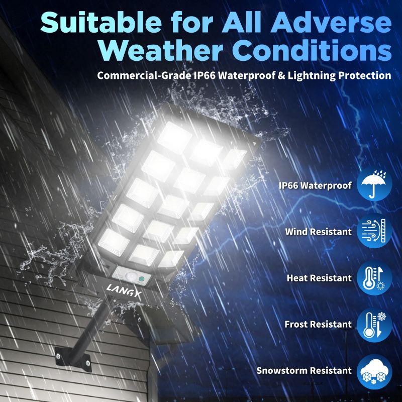 Langy: 2PK or 4PK - 60W 90W Solar Powered Outdoor Dusk to Dawn Motion Sensor (180 Premium 5730 LED’s) Lights (6000 - 9000Lumens) with 5 Smart Modes and Remote Control with Brightness Control(25%,50%,100%) - GJB PRODUCTS