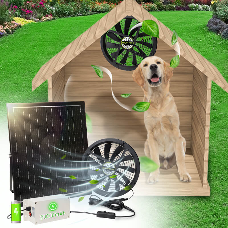 Langy Energy: 10" Solar Exhaust Intake Fan(500CFM AirFlow)with Battery & 42W Solar Panel - GJB PRODUCTS
