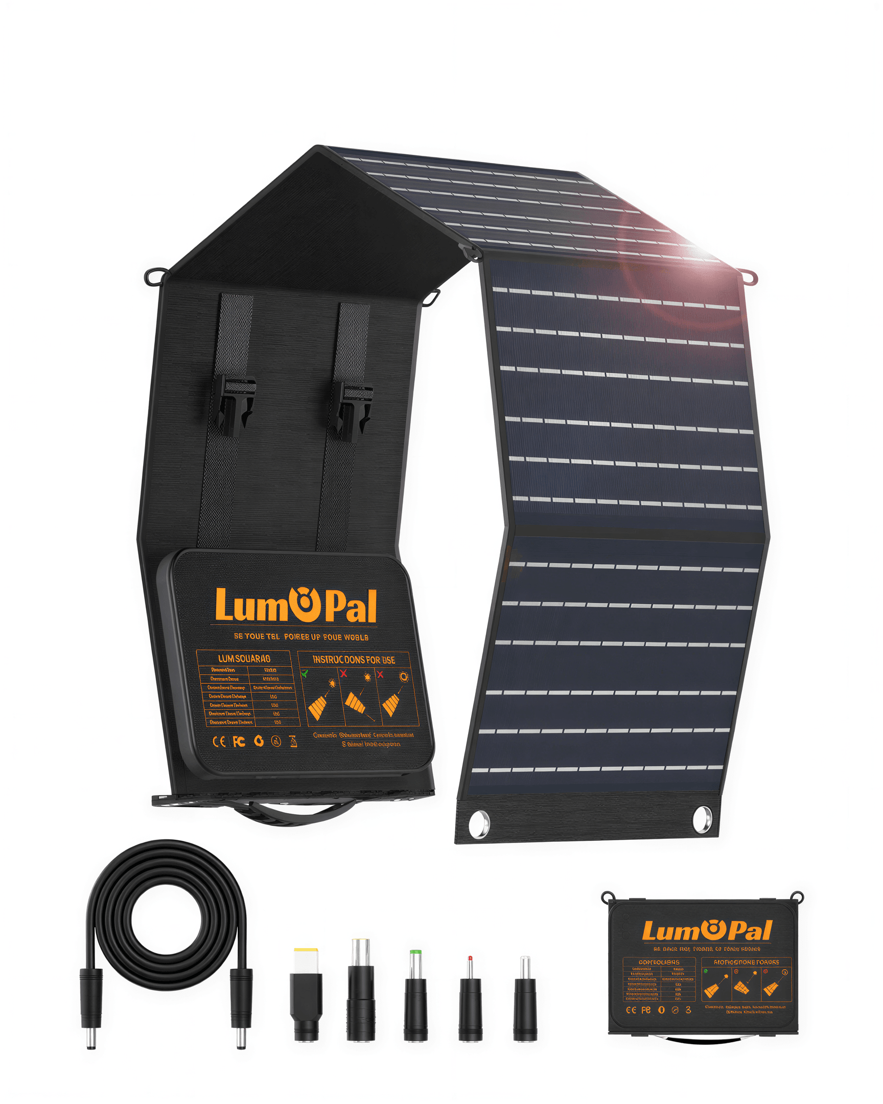 LUMOPAL: 60W Portable/Foldable Waterproof Solar Panel(Black) - GJB PRODUCTS