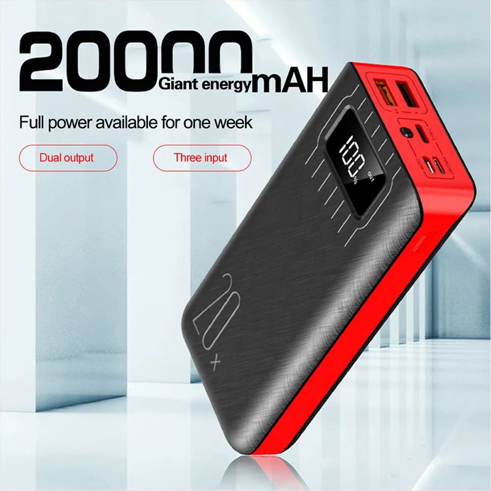 20,000mAh External Battery Power Bank with Dual USB Built-in LED Flashlight by DC-THE CEO