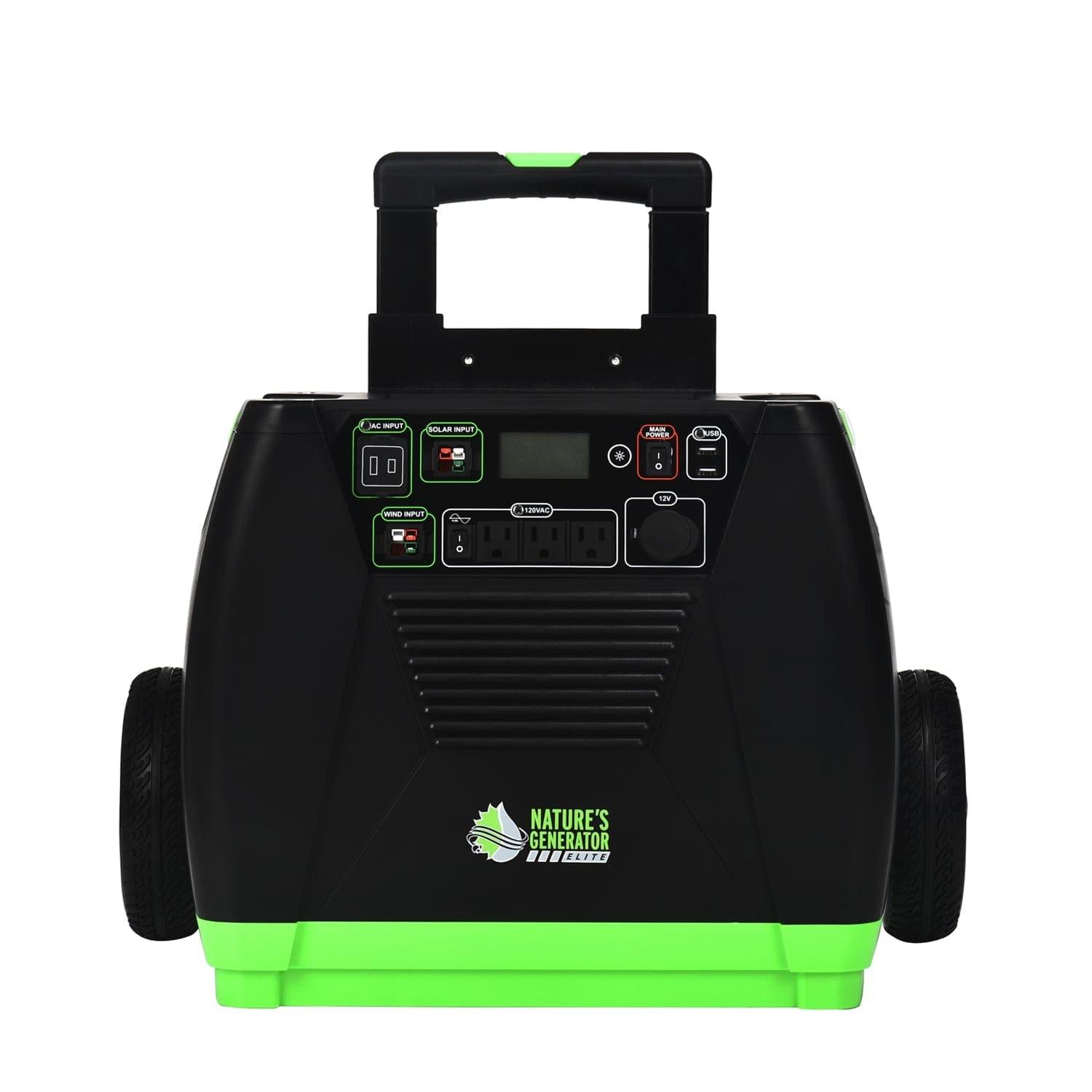 Nature's Generator Elite: Portable Hight Capacity Solar/Wind/AC Flexible Fast Charging Options for Home or Office - Grid use Plus Heavy Duty Carrying Cart - GJB PRODUCTS