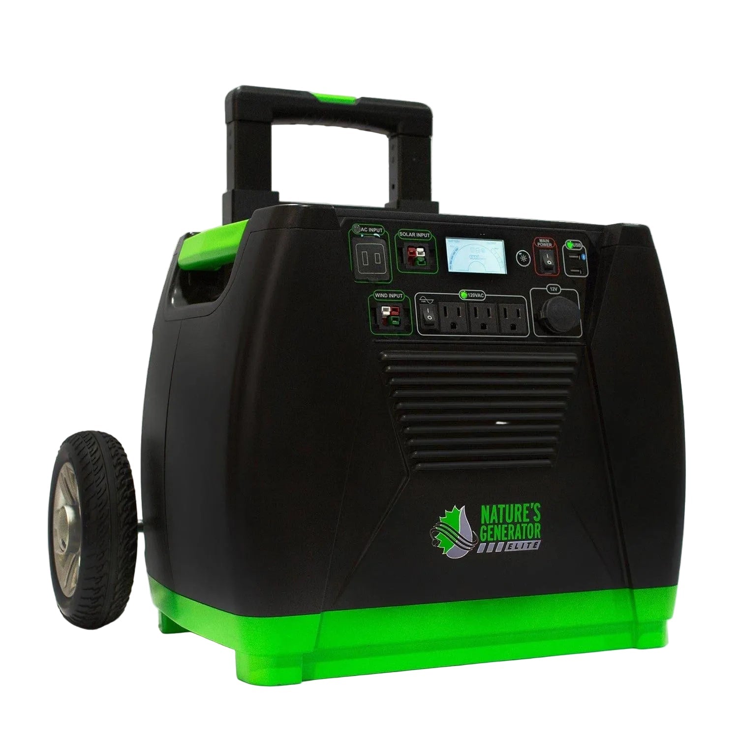 Nature's Generator Elite: Portable Hight Capacity Solar/Wind/AC Flexible Fast Charging Options for Home or Office - Grid use Plus Heavy Duty Carrying Cart - GJB PRODUCTS