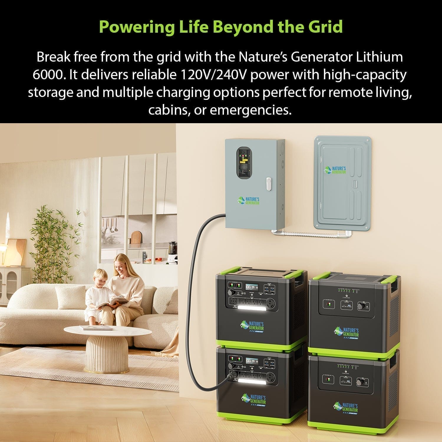 Nature's Generator Lithium 6000 with Solar Panel - GJB PRODUCTS