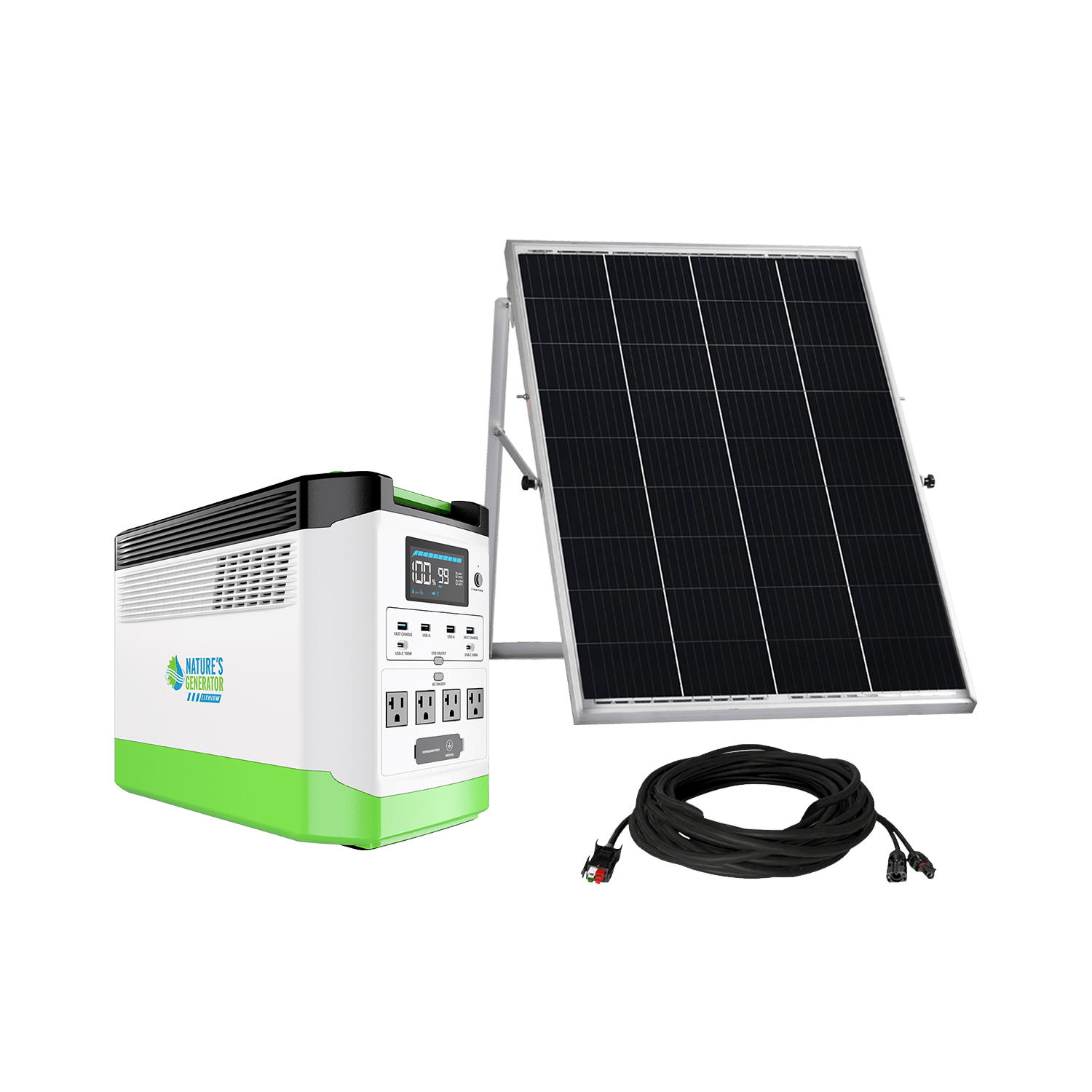 Nature’s Generator: Portable High Capacity Lithium 1800W Solar Generator Bundle - Flexible and Fast Charging Options•Smart,Quiet and Compact for Home or Off - Grid use - GJB PRODUCTS