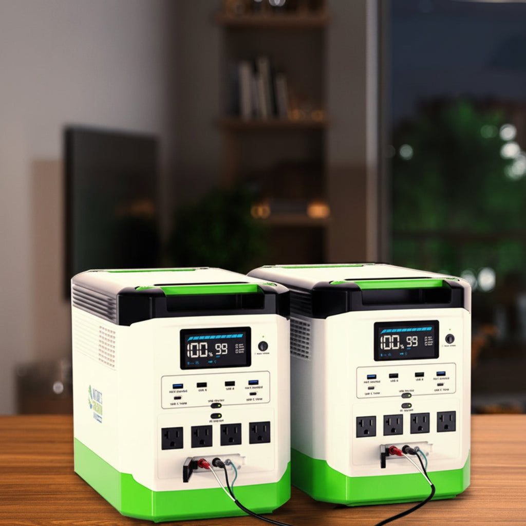 Nature’s Generator: Portable High Capacity Lithium 1800W Solar Generator Bundle - Flexible and Fast Charging Options•Smart,Quiet and Compact for Home or Off - Grid use - GJB PRODUCTS