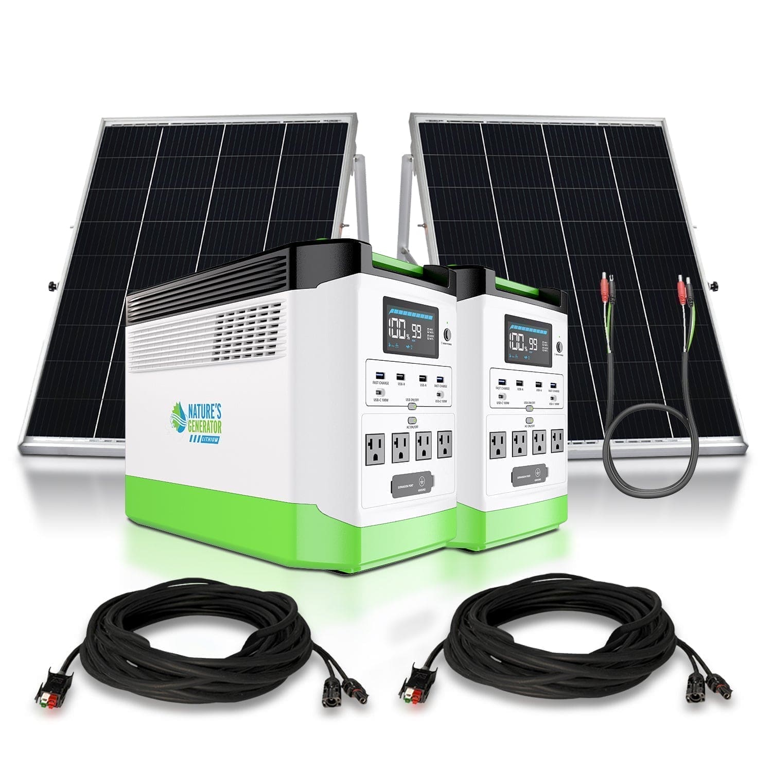 Nature’s Generator: Portable High Capacity Lithium 1800W Solar Generator Bundle - Flexible and Fast Charging Options•Smart,Quiet and Compact for Home or Off - Grid use - GJB PRODUCTS