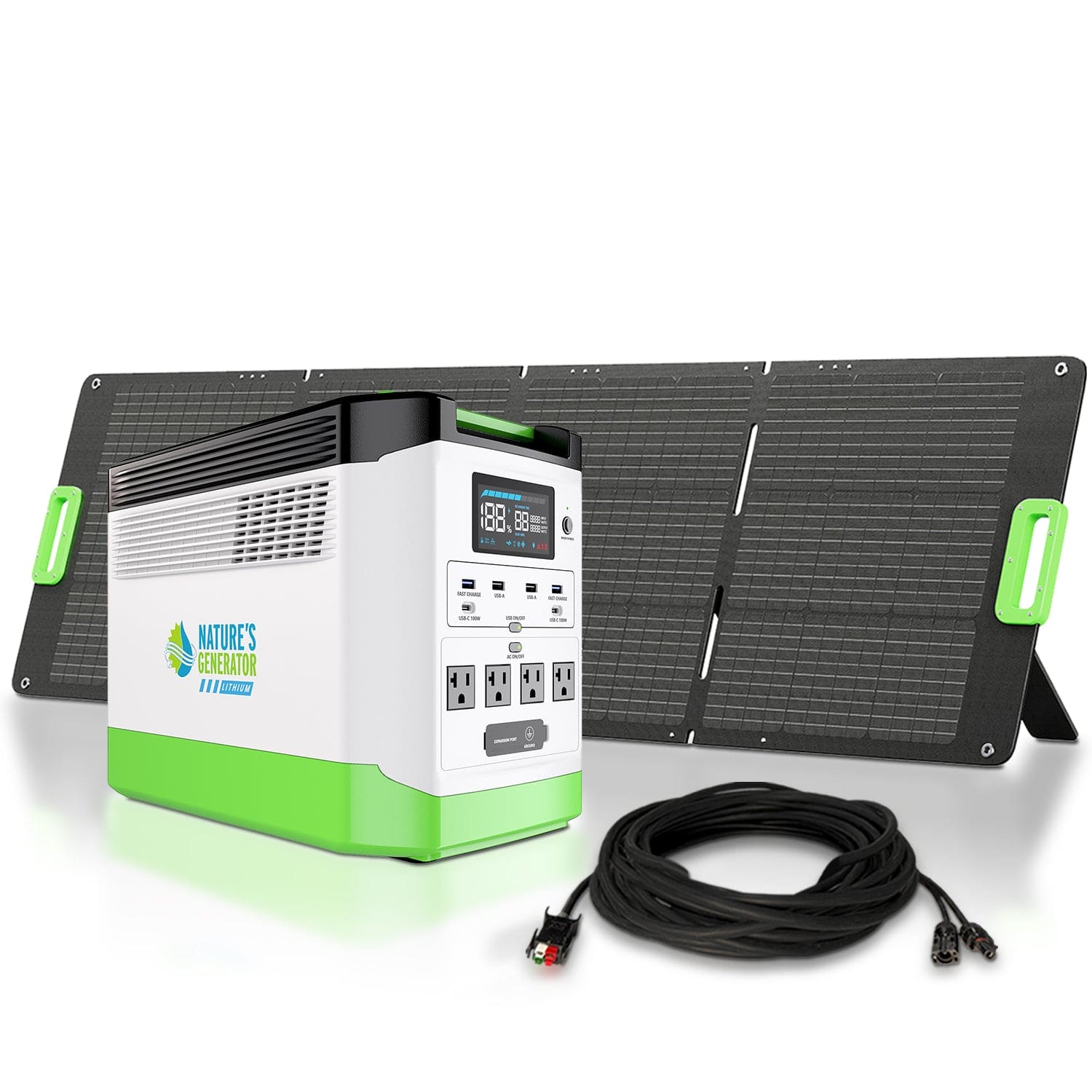 Nature’s Generator: Portable High Capacity Lithium 1800W Solar Generator Bundle - Flexible and Fast Charging Options•Smart,Quiet and Compact for Home or Off - Grid use - GJB PRODUCTS