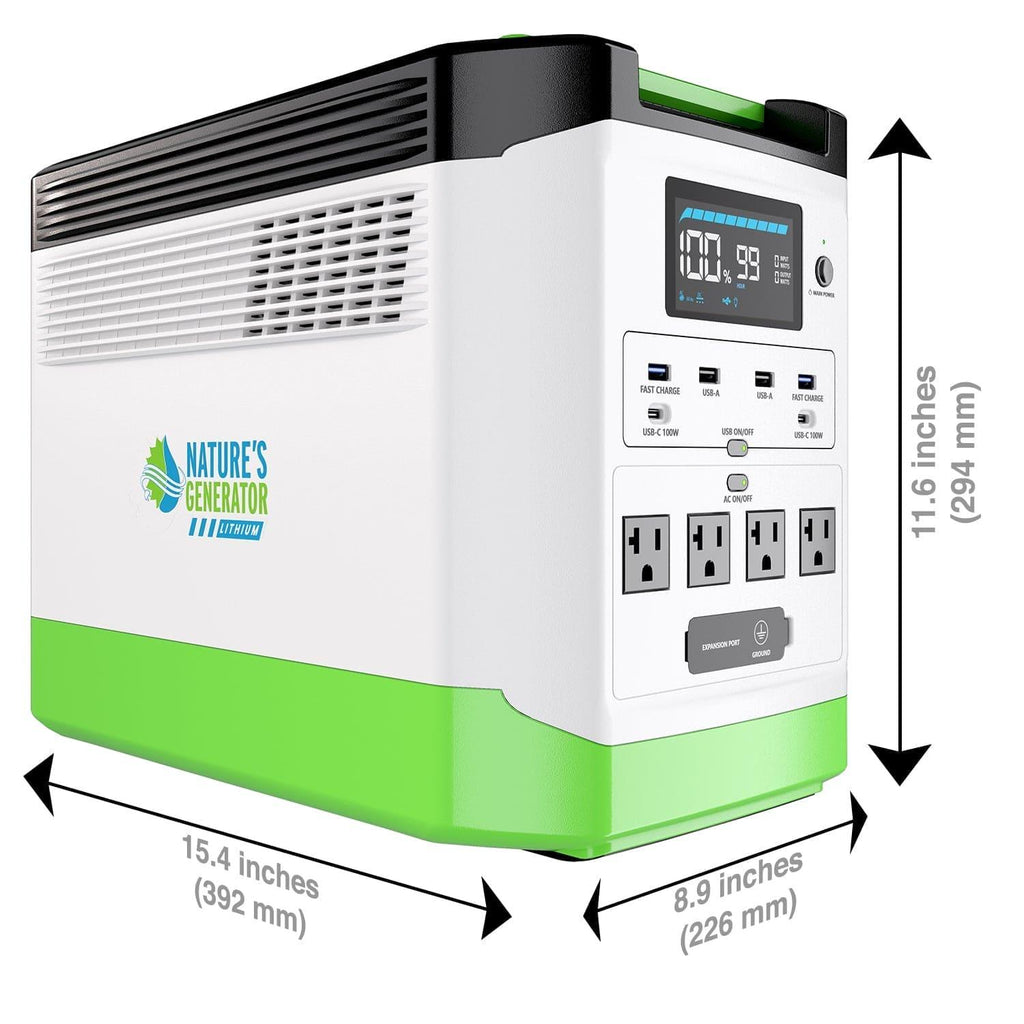 Nature’s Generator: Portable High Capacity Lithium 1800W Solar Powered and Wind - Turbine Generator Bundle•Flexible & Fast Charging Options• Smart,Quiet and Compact for For Home or Off - Grid Use - GJB PRODUCTS