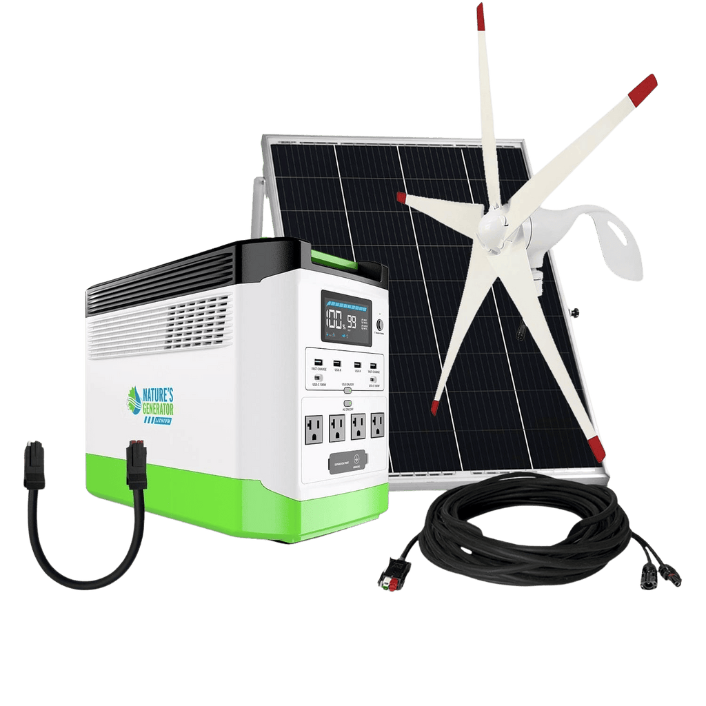 Nature’s Generator: Portable High Capacity Lithium 1800W Solar Powered and Wind - Turbine Generator Bundle•Flexible & Fast Charging Options• Smart,Quiet and Compact for For Home or Off - Grid Use - GJB PRODUCTS