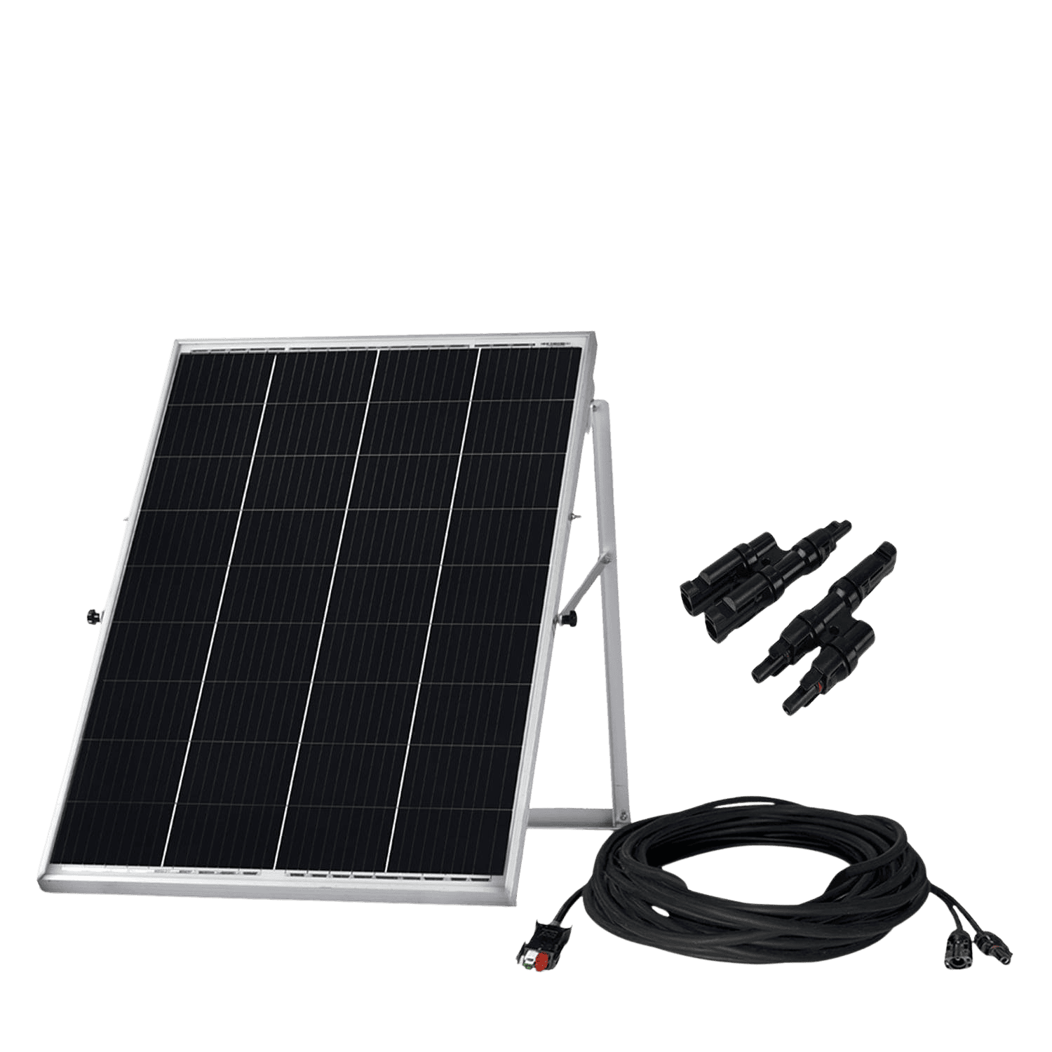 Nature’s Generators: 100W Mono - crystalline Rigid Adjustable Solar Panels 33”x26”/50’ Solar Panel Cable/KickStand - GJB PRODUCTS