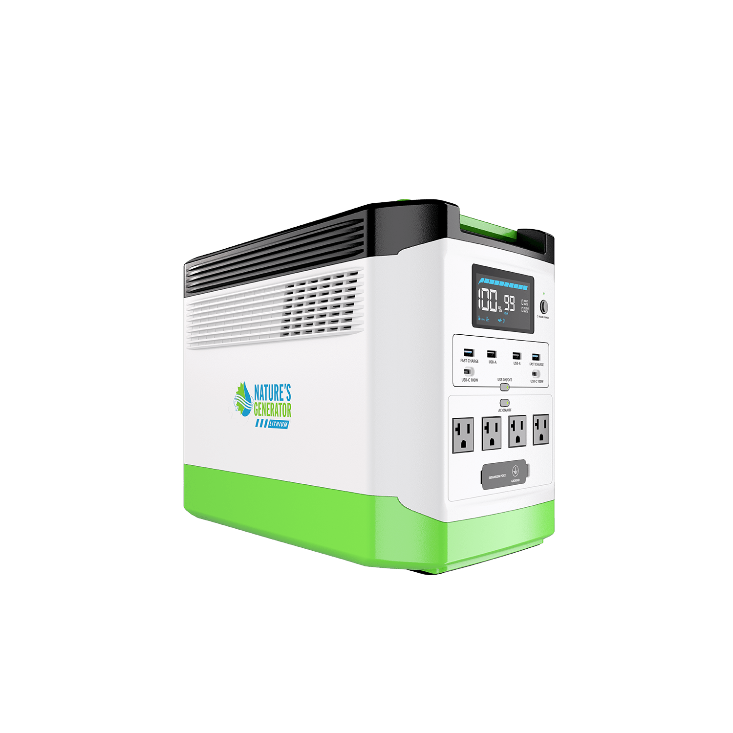 Nature’s Generators: High Capacity Expandable Lithium 1800W Power Station•Smart - Quiet - Compact•Multiple Charging Options•Home or Off - Grid Use - GJB PRODUCTS