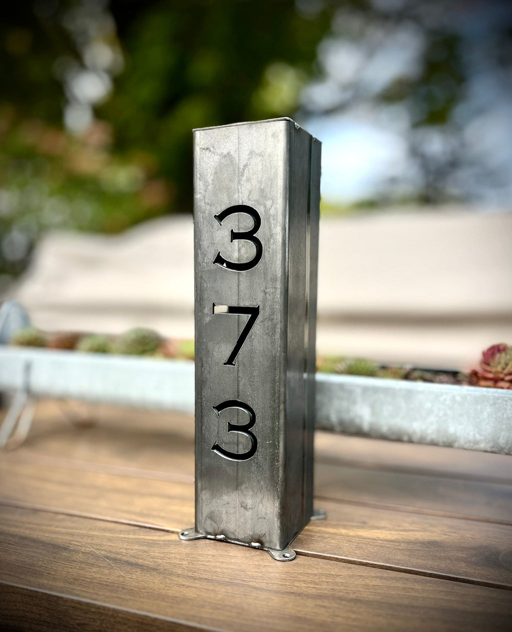 Northern Forge LLC: Steel Home Address Solar Powered Pillar Light/ 12 - inches or 24 - inches Tall - GJB PRODUCTS