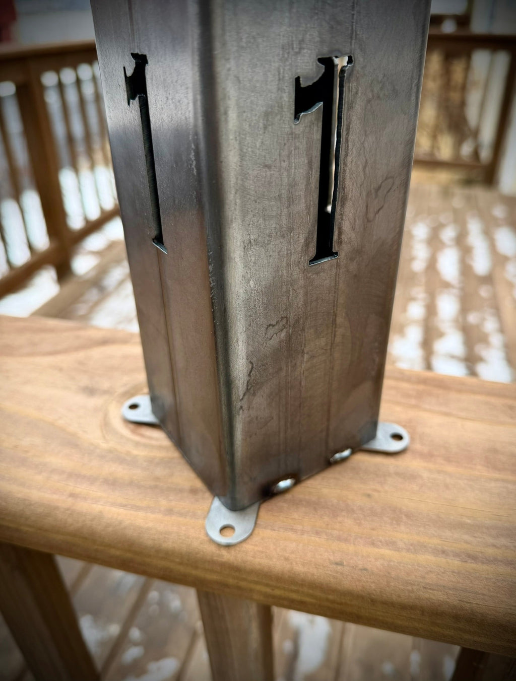 Northern Forge LLC: Steel Home Address Solar Powered Pillar Light/ 12 - inches or 24 - inches Tall - GJB PRODUCTS