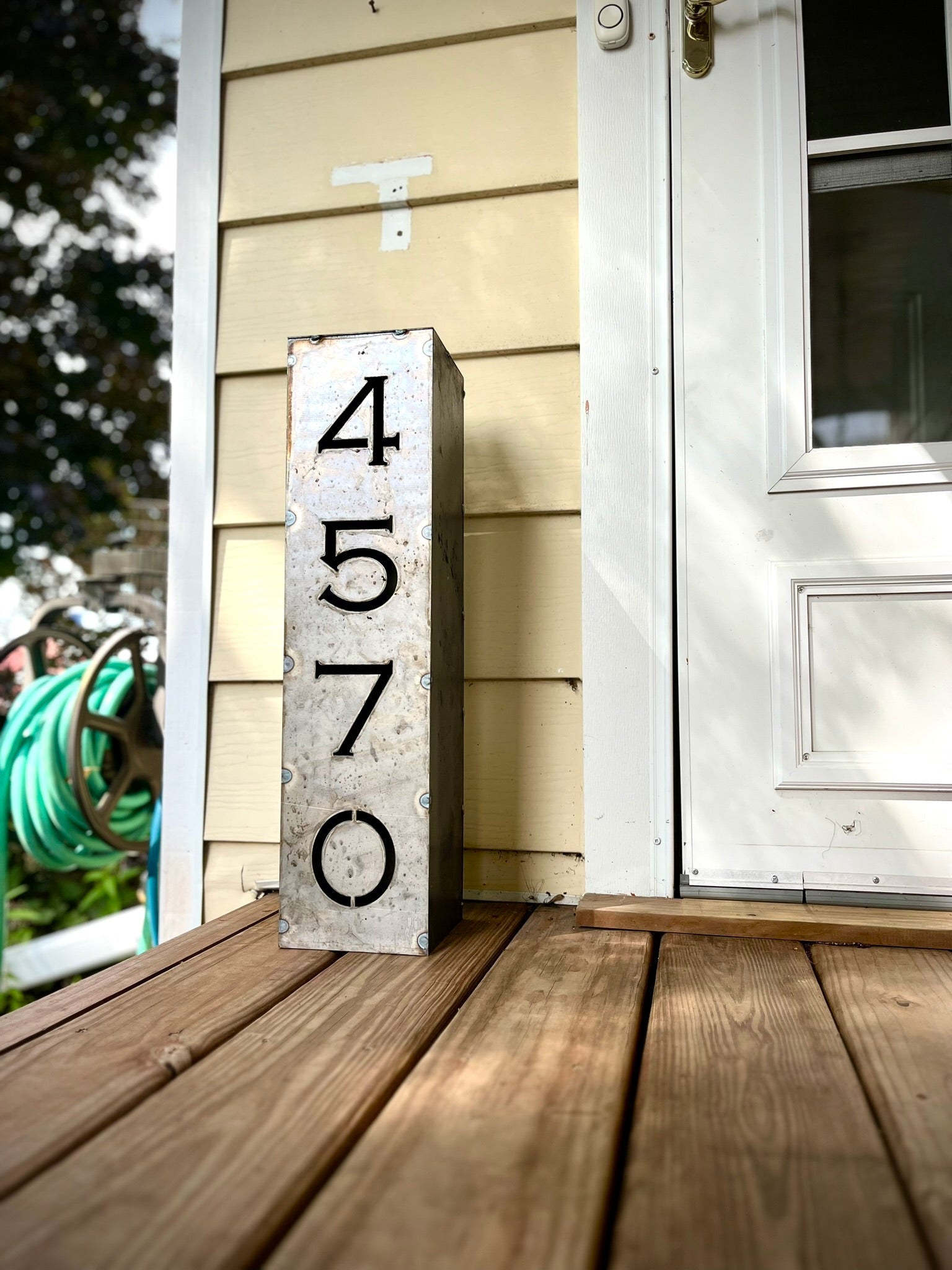 Northern Forge LLC: Steel Home Address Solar Powered Pillar Light/ 12 - inches or 24 - inches Tall - GJB PRODUCTS