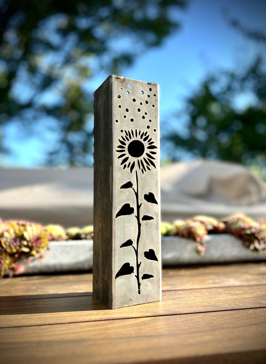 Northern Forge, LLC: Sunflowers Under the Stars Luminary Pillars w/ Solar Cap - GJB PRODUCTS