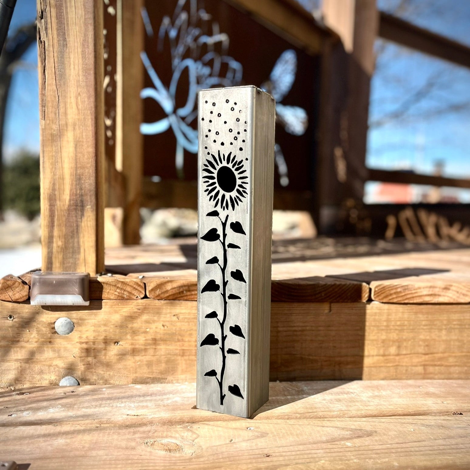 Northern Forge, LLC: Sunflowers Under the Stars Luminary Pillars w/ Solar Cap - GJB PRODUCTS