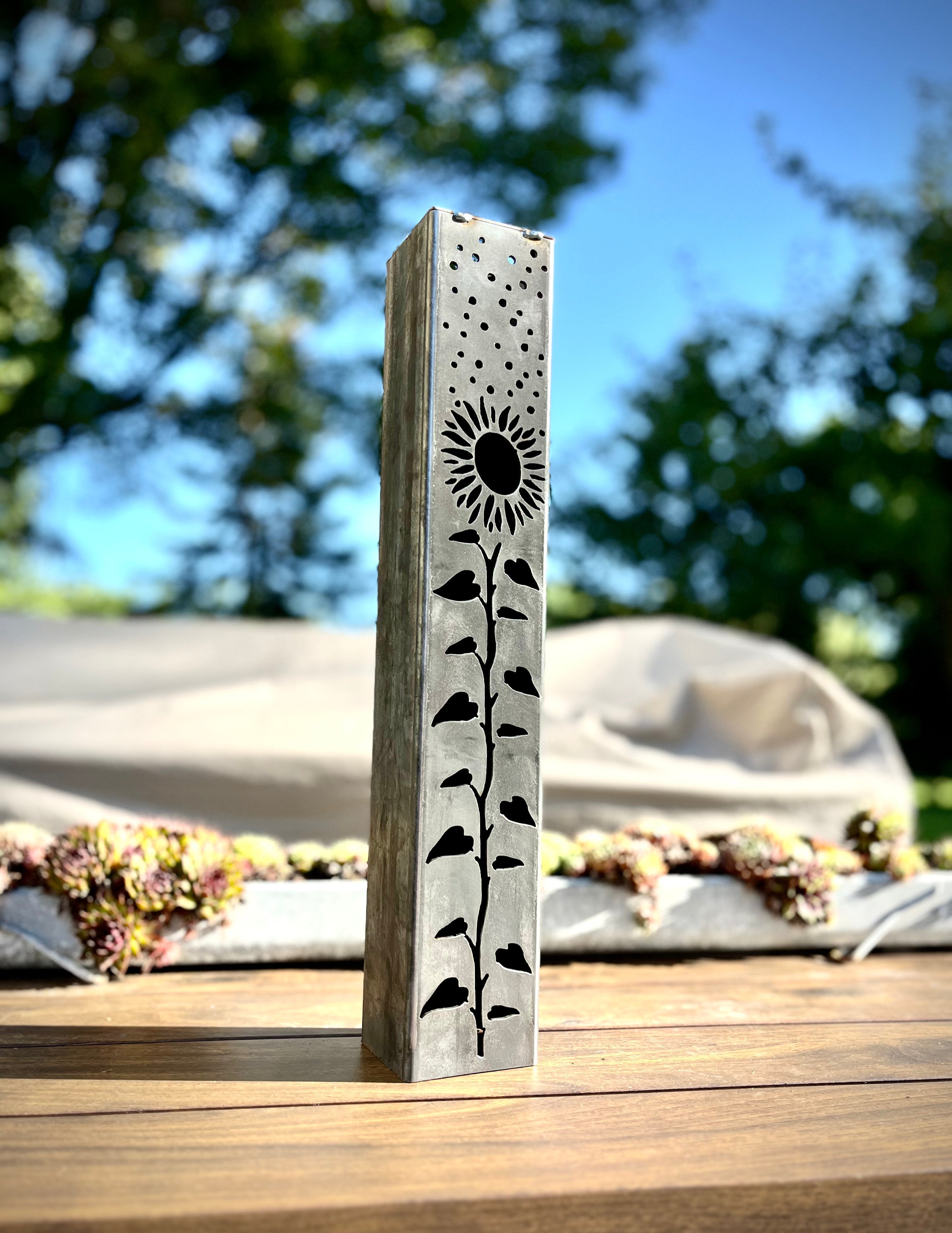 Northern Forge, LLC: Sunflowers Under the Stars Luminary Pillars w/ Solar Cap - GJB PRODUCTS