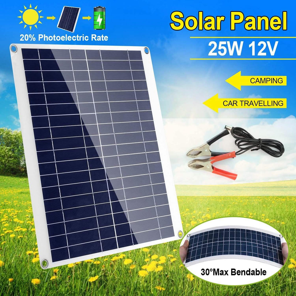 Outdoor Solar Panel 12V 25W Car Battery Charger - GJB PRODUCTS