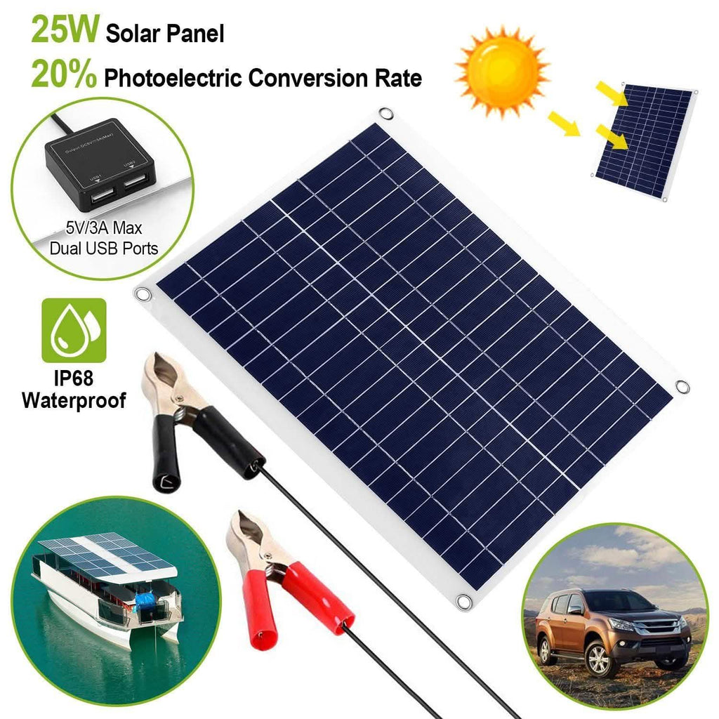 Outdoor Solar Panel 12V 25W Car Battery Charger - GJB PRODUCTS