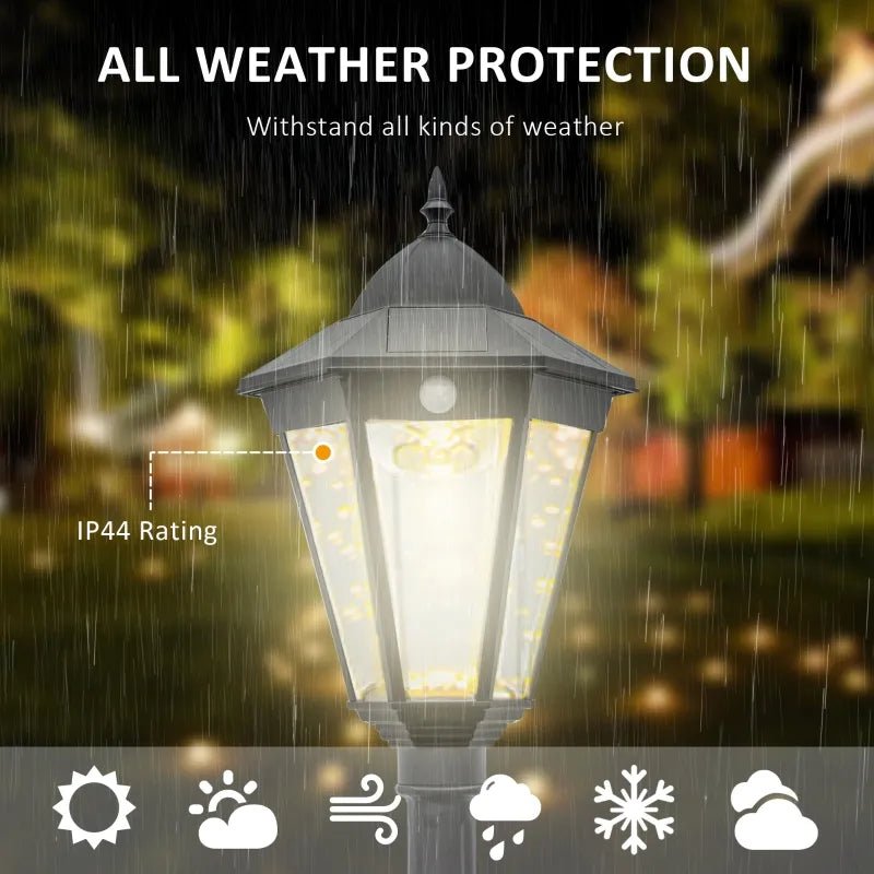 Outsunny: 19th Century 92.5" Solar - Powered Adjustable Outdoor Lamp Post LED(18) Light w/ Clear Glass - GJB PRODUCTS