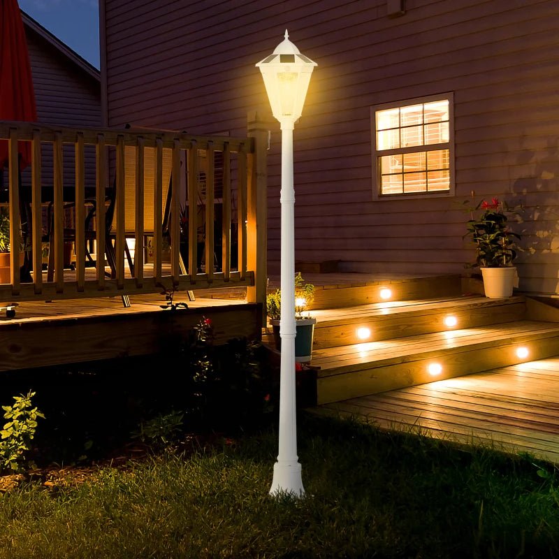 Outsunny: 19th Century 92.5" Solar - Powered Adjustable Outdoor Lamp Post LED(18) Light w/ Clear Glass - GJB PRODUCTS