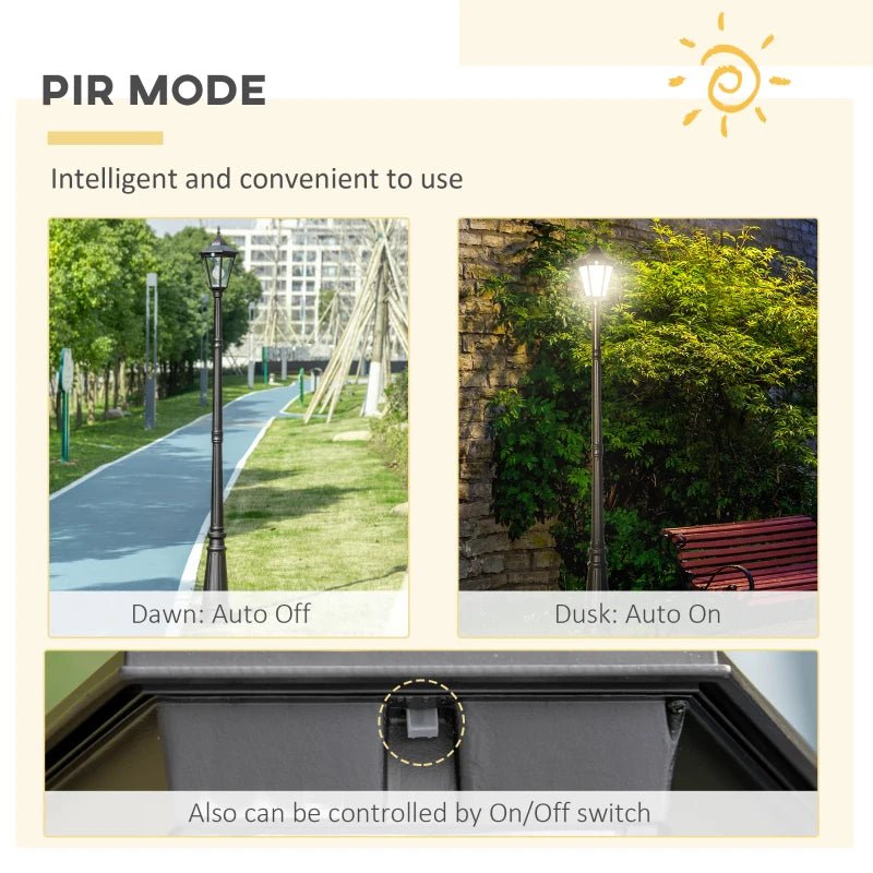 Outsunny: 19th Century 92.5" Solar - Powered Adjustable Outdoor Lamp Post LED(18) Light w/ Clear Glass - GJB PRODUCTS