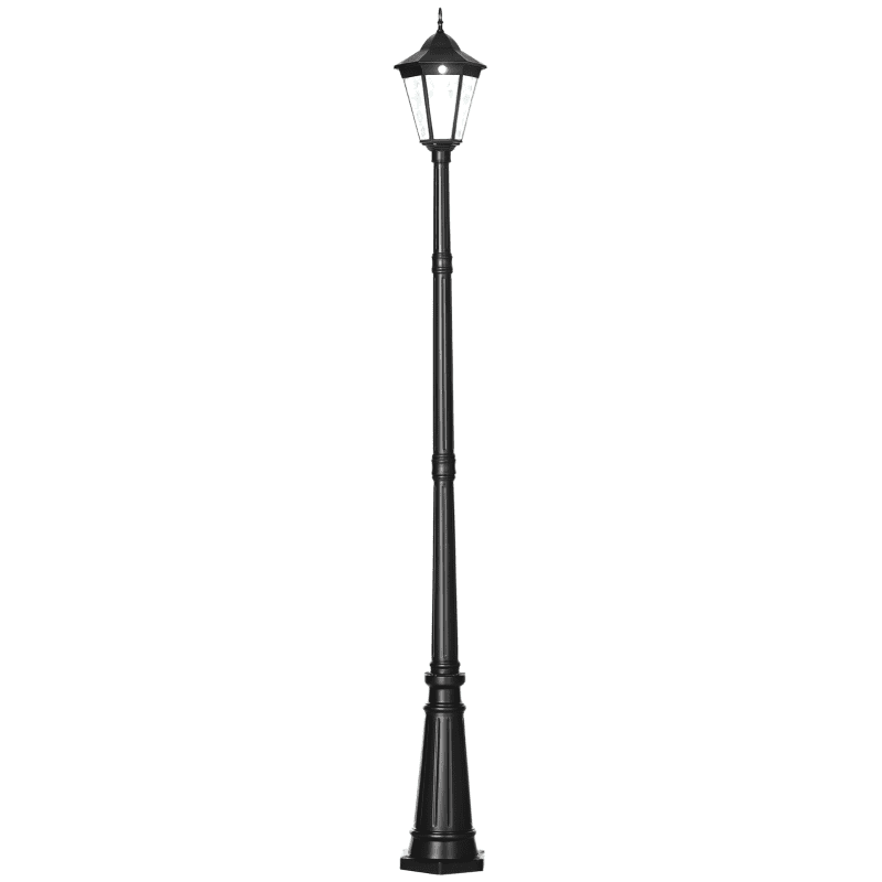 Outsunny: 19th Century 92.5" Solar - Powered Adjustable Outdoor Lamp Post LED(18) Light w/ Clear Glass - GJB PRODUCTS