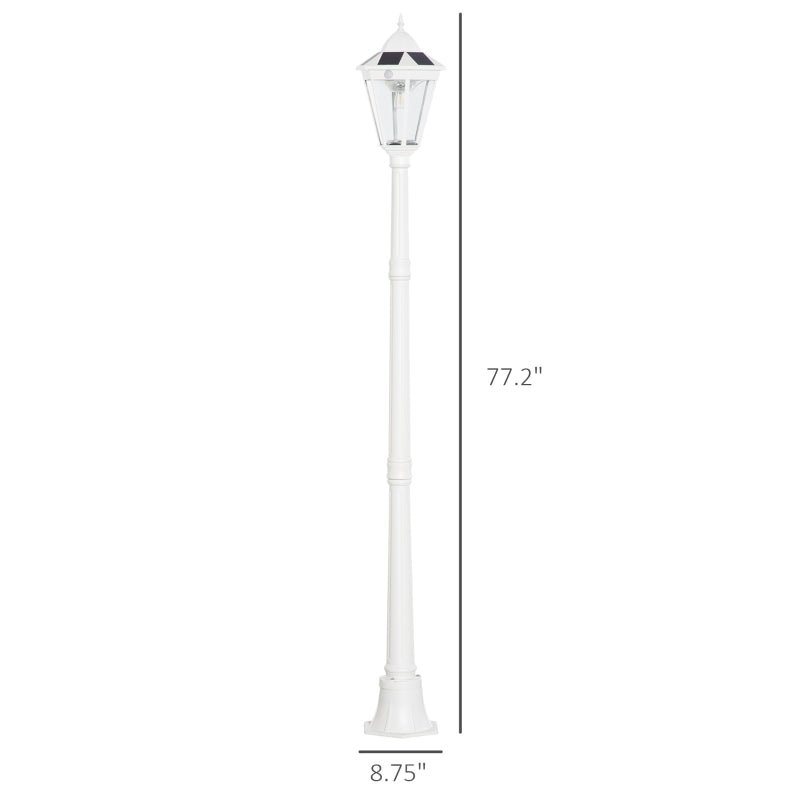 Outsunny: 19th Century 92.5" Solar - Powered Adjustable Outdoor Lamp Post LED(18) Light w/ Clear Glass - GJB PRODUCTS