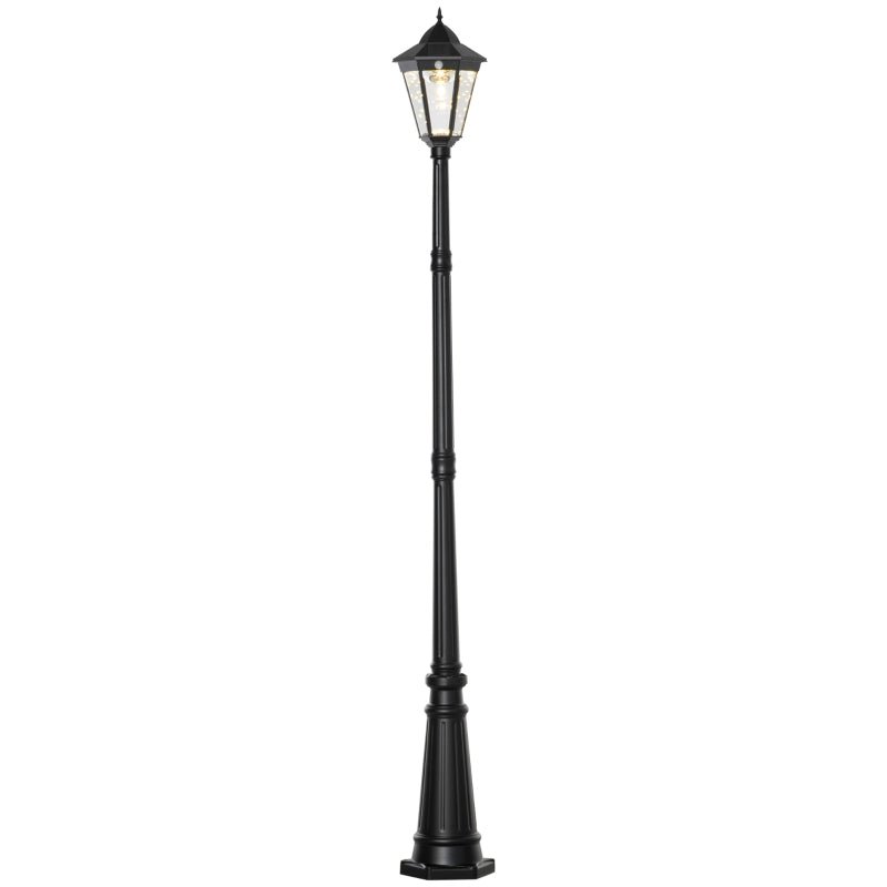 Outsunny: 19th Century 92.5" Solar - Powered Adjustable Outdoor Lamp Post LED(18) Light w/ Clear Glass - GJB PRODUCTS
