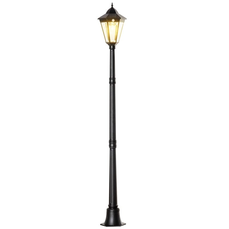 Outsunny: 19th Century 92.5" Solar - Powered Adjustable Outdoor Lamp Post LED(18) Light w/ Clear Glass - GJB PRODUCTS