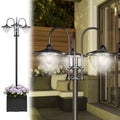 Outsunny: 74.5" 3 - head Solar Lamp Post Light with Planter - GJB PRODUCTS