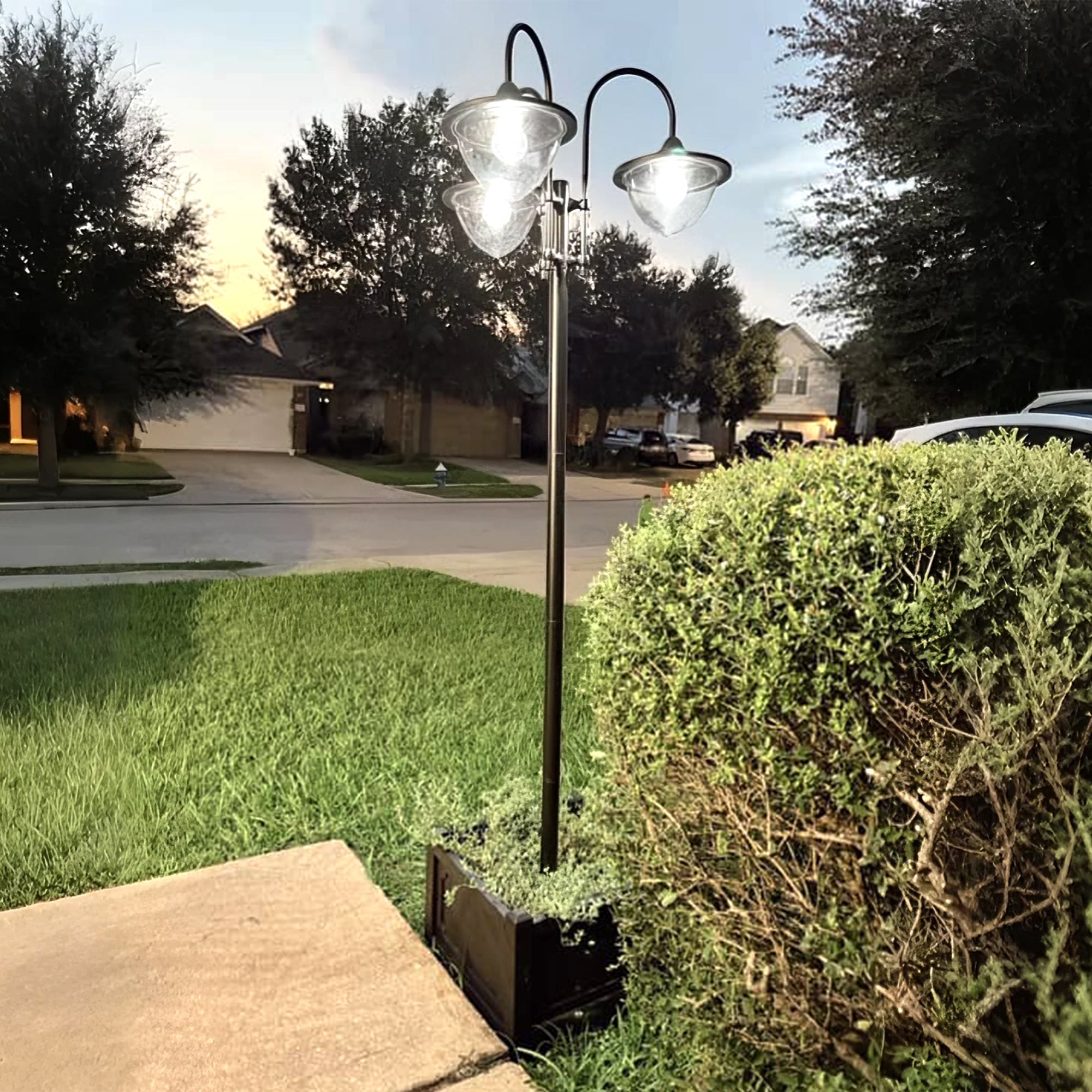 Outsunny: 74.5" 3 - head Solar Lamp Post Light with Planter - GJB PRODUCTS