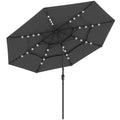 Outsunny: 9.7ft (Black) 3 Tier Patio Umbrella with Solar Powered LED Lights w/Tilt & Hand Crank - GJB PRODUCTS