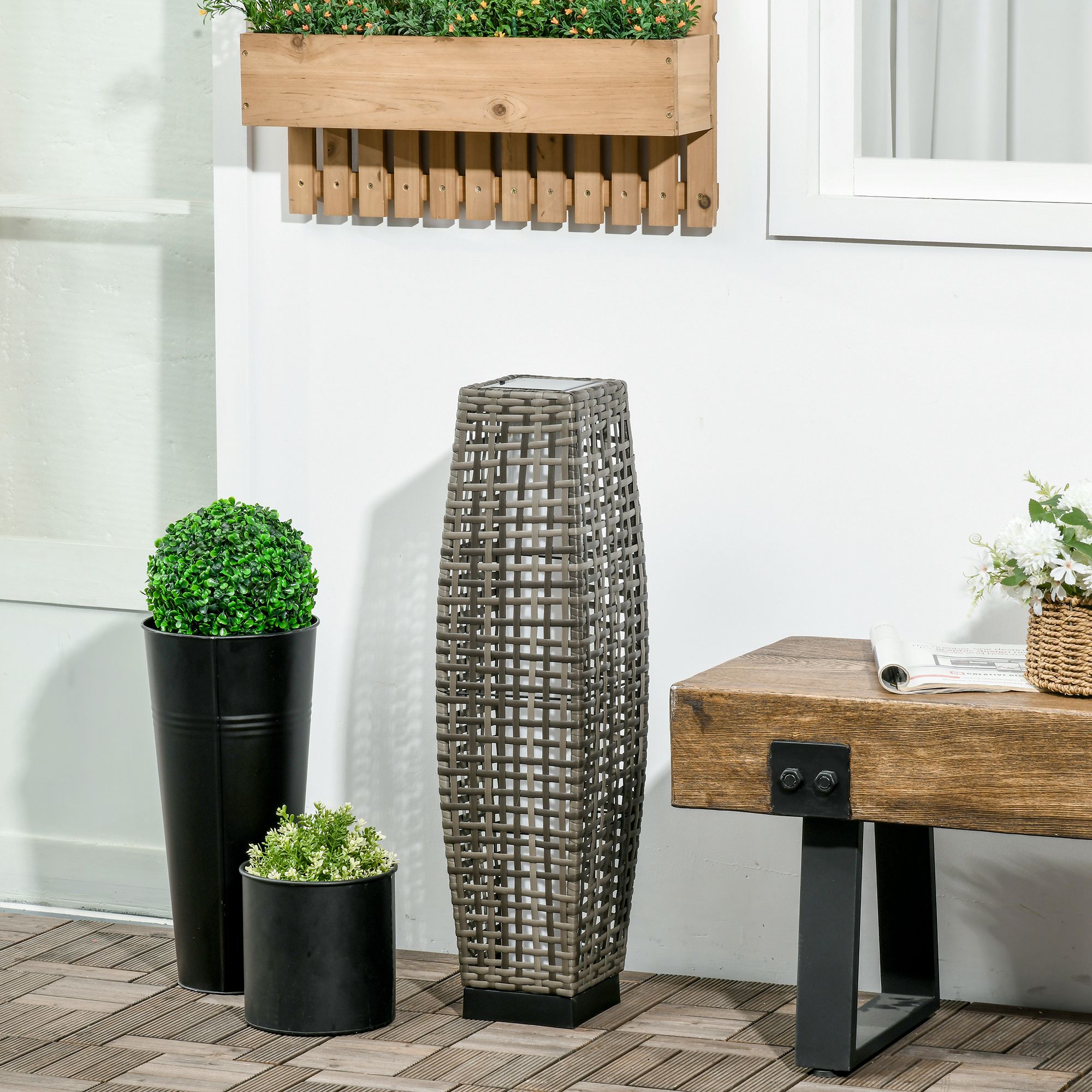 Outsunny: Solar Powered 2.7ft Floor Lamp Light for Outdoor Use, Gray - GJB PRODUCTS