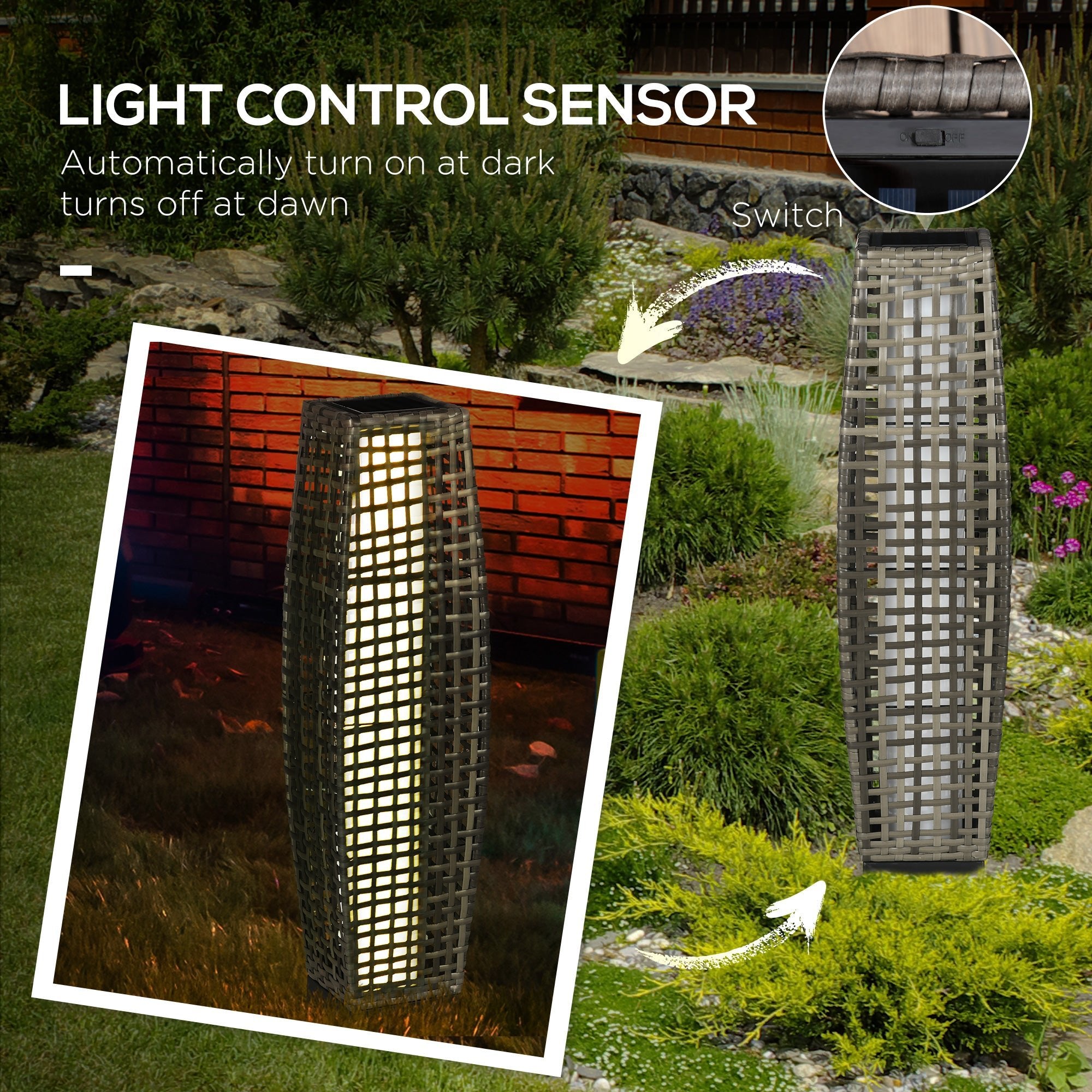 Outsunny: Solar Powered 2.7ft Floor Lamp Light for Outdoor Use, Gray - GJB PRODUCTS