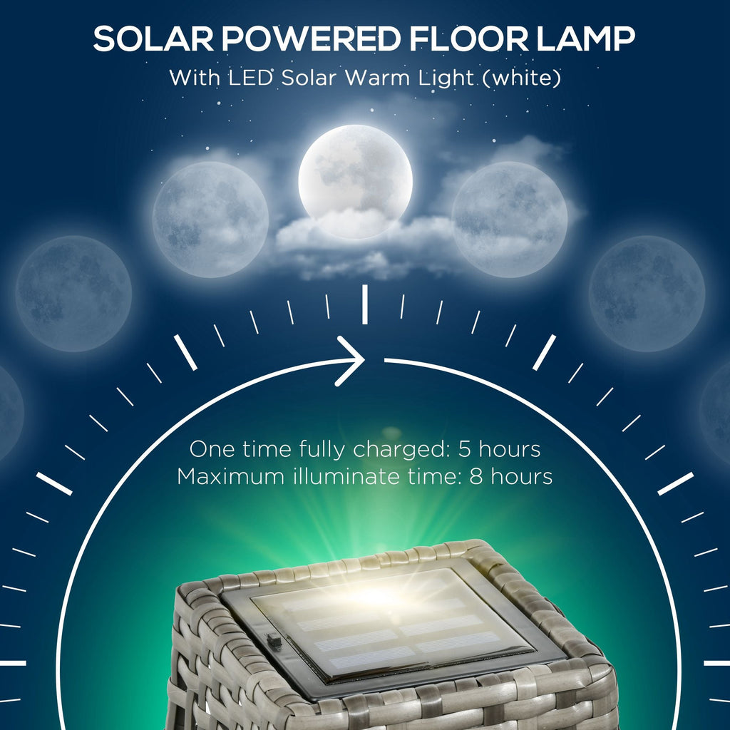Outsunny: Solar Powered 2.7ft Floor Lamp Light for Outdoor Use, Gray - GJB PRODUCTS