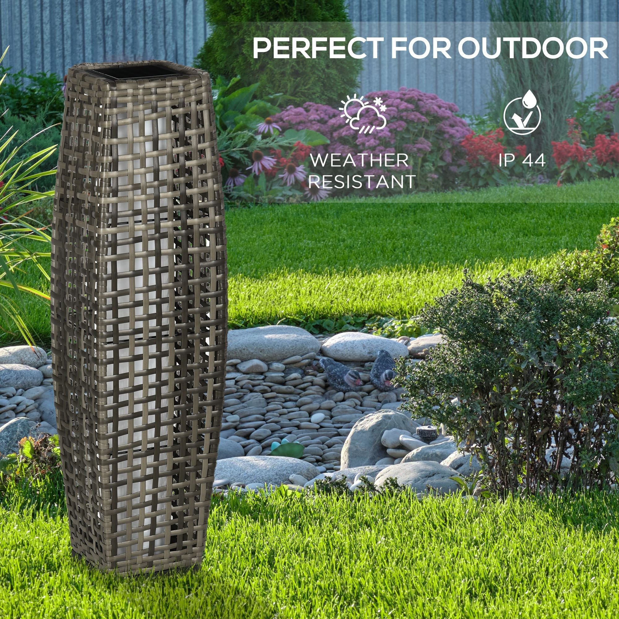 Outsunny: Solar Powered 2.7ft Floor Lamp Light for Outdoor Use, Gray - GJB PRODUCTS