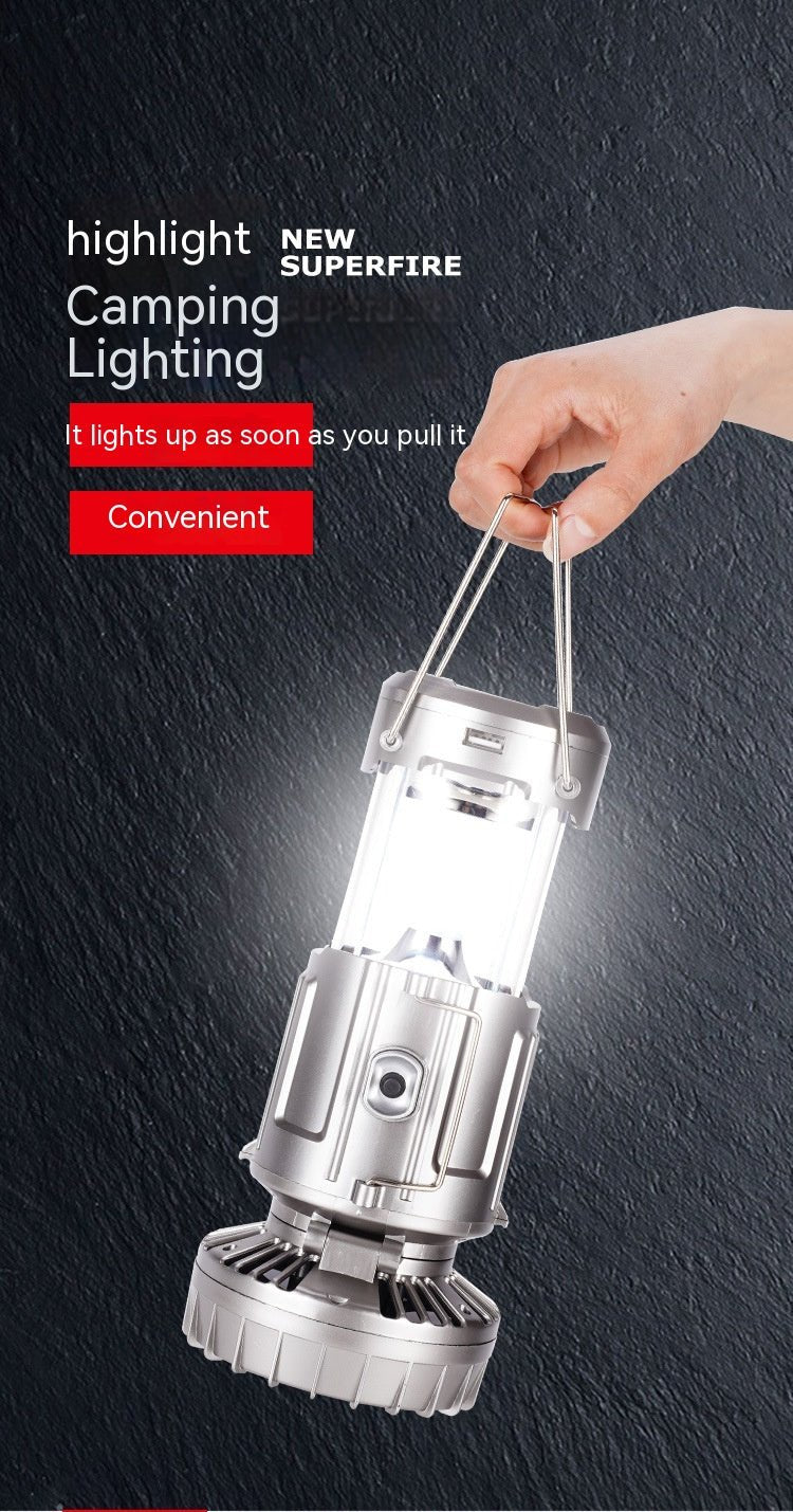 Paweinuo: Portable/Adjustable Outdoor 3 - Light Mode Solar LED lantern 99/199Lm W/ Fan - GJB PRODUCTS