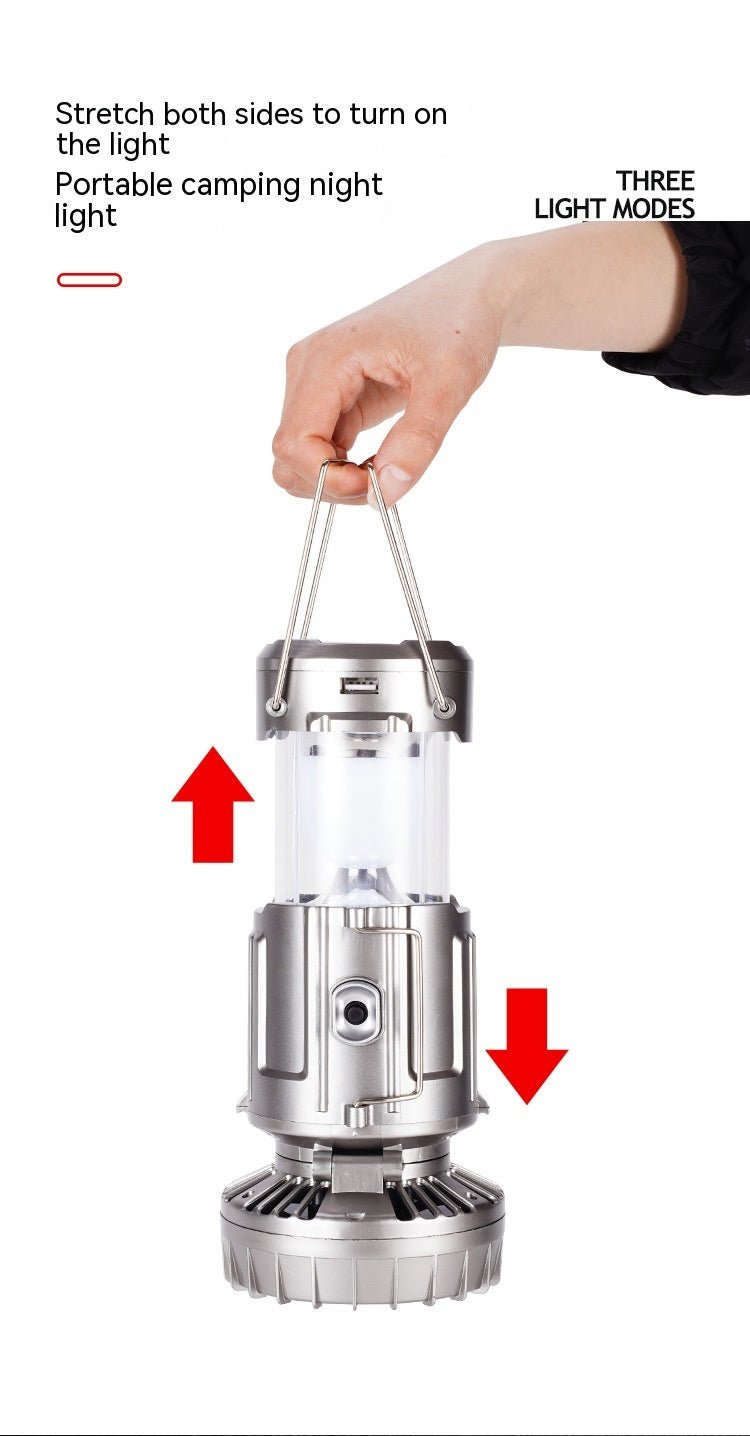 Paweinuo: Portable/Adjustable Outdoor 3 - Light Mode Solar LED lantern 99/199Lm W/ Fan - GJB PRODUCTS