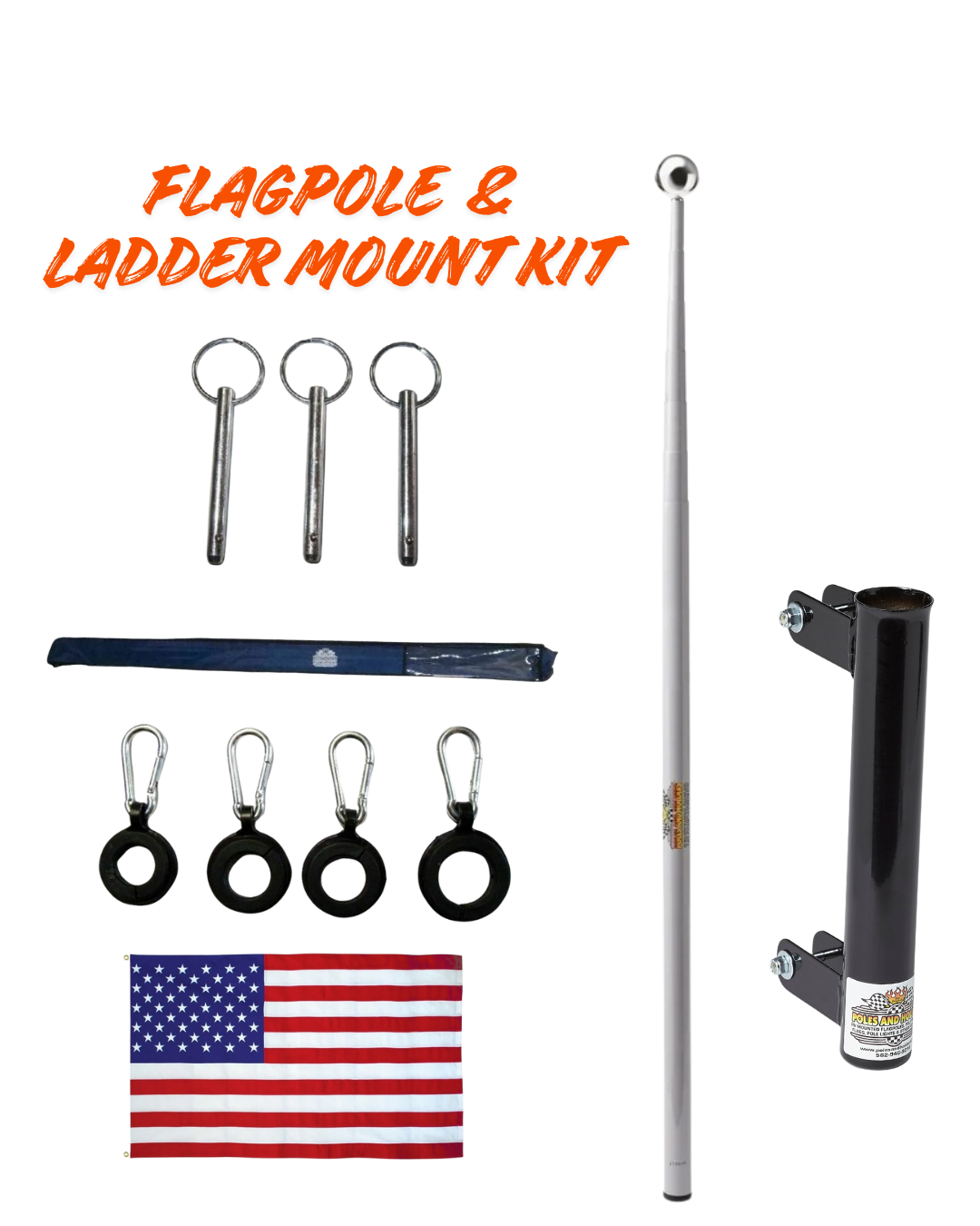 RV Flagpole Kit – Telescoping Pole + Ladder Mount | Poles and Holders by Poles and Holders