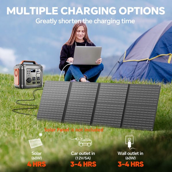 Powerbank 300w Portable Solar Power Station With 60w Solar Panel For Camping•Generator 296Wh 80000mAh Lithium Battery - GJB PRODUCTS