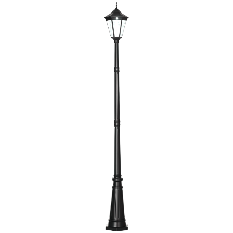 Outsunny 92.5" Outdoor Lamp Post Light, Solar-Powered Streetlight, w/ Clear Glass, Black by Dropsure