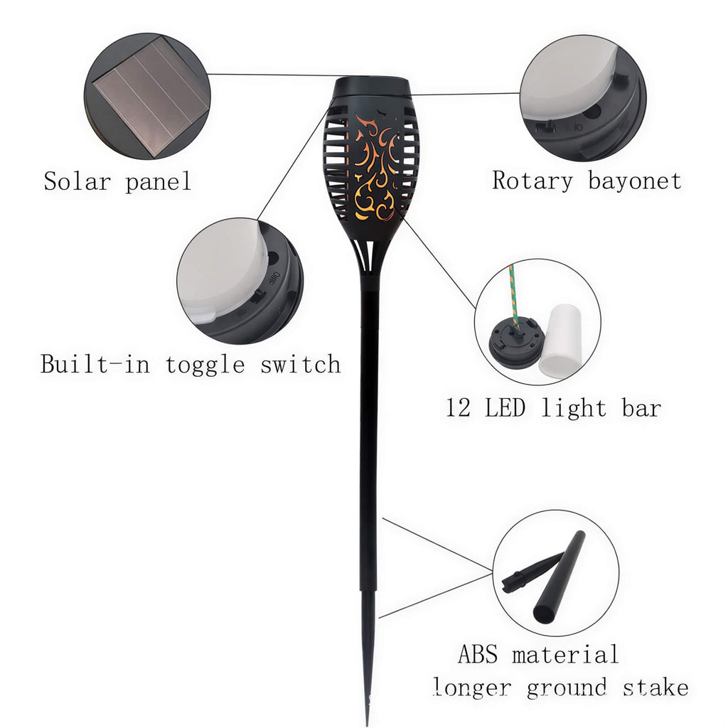 R&D IkeeRuic :5pcs 110 - 120V Solar Powered Garden Torch/Flame Lights - GJB PRODUCTS