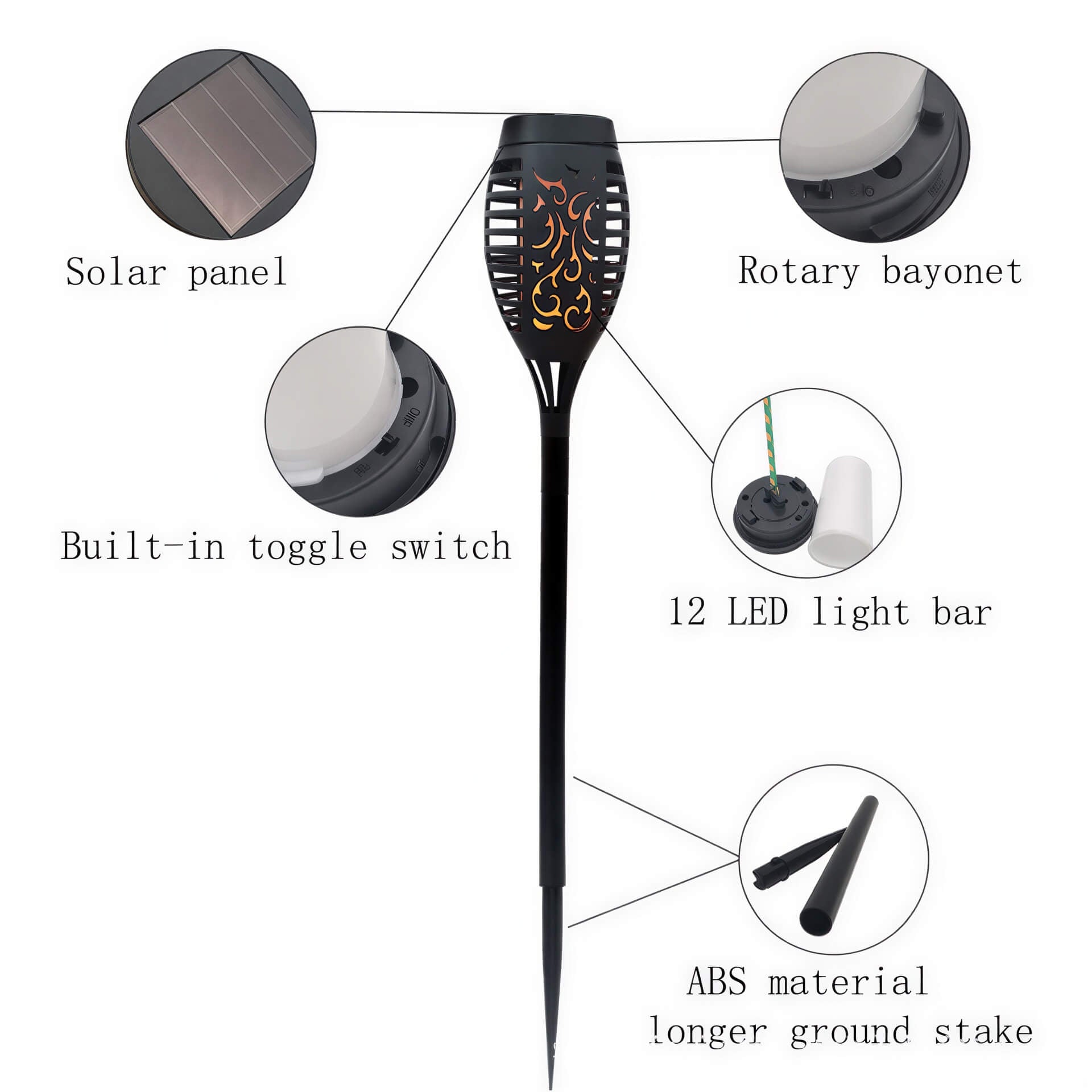 R&D IkeeRuic :5pcs 110 - 120V Solar Powered Garden Torch/Flame Lights - GJB PRODUCTS