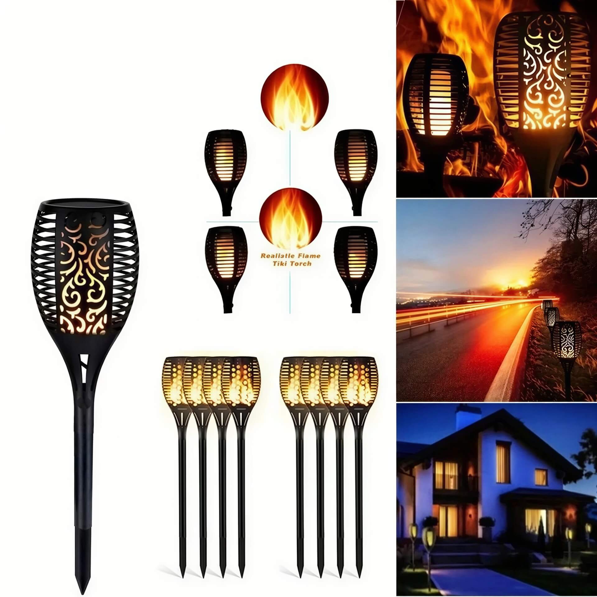 R&D IkeeRuic :5pcs 110 - 120V Solar Powered Garden Torch/Flame Lights - GJB PRODUCTS