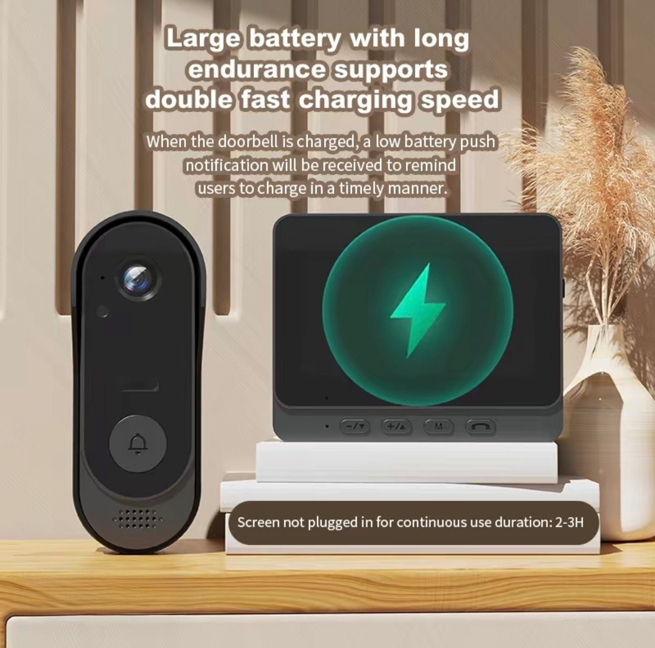 SecureView X8: Wireless Doorbell 480P Camera(300,000 Pixel) with 4.3”Monitor - Smart/Night Vision/Waterproof/10000mAh Rechargeable Battery - GJB PRODUCTS