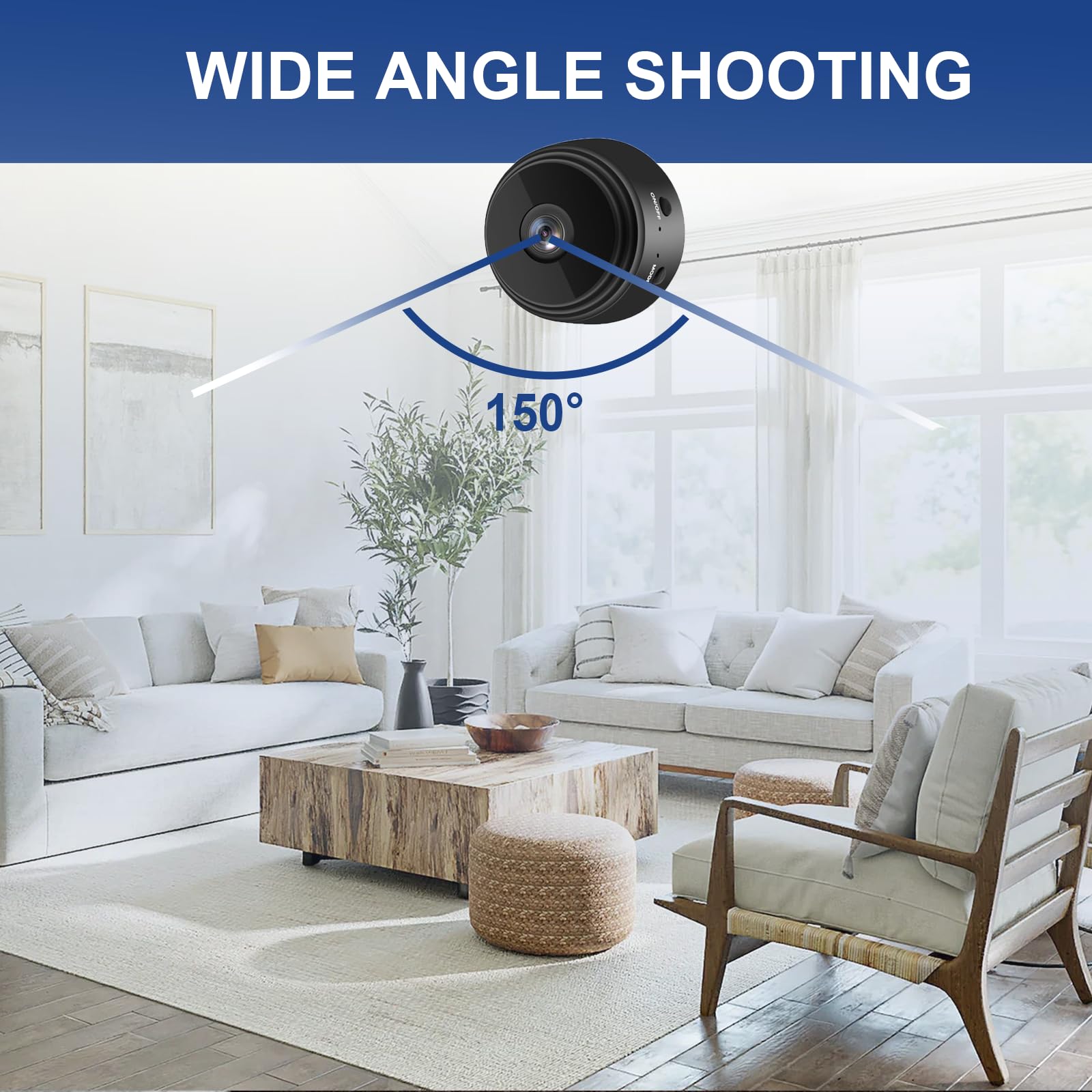 SENRI: 3 Pack 1080P & 150 Wide Range HD Quality WiFi Mini Security Cameras for Indoor/Outdoor - GJB PRODUCTS