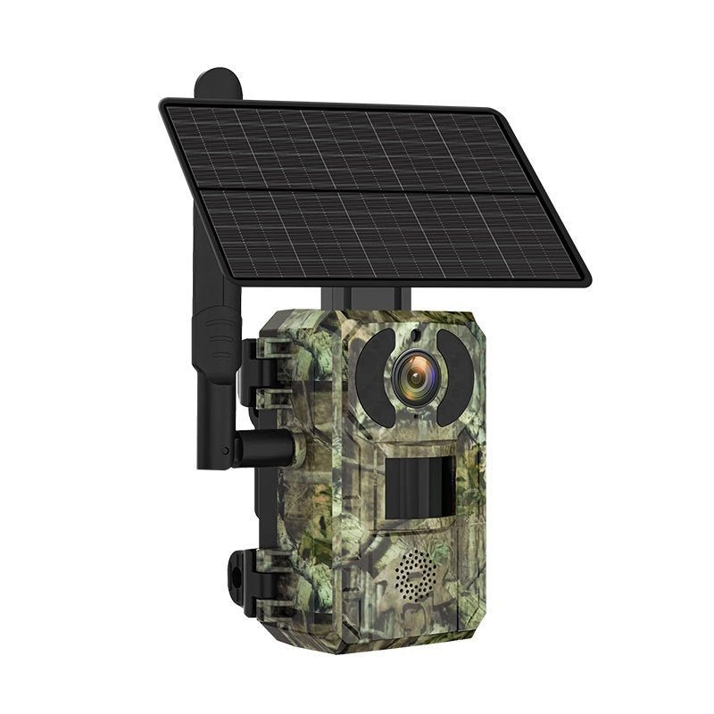 SHIHUA Te’an: Camouflaged Outdoor Solar - Powered 4G Infrared HD Hunting /Security Camera with 4W Solar Panel - GJB PRODUCTS