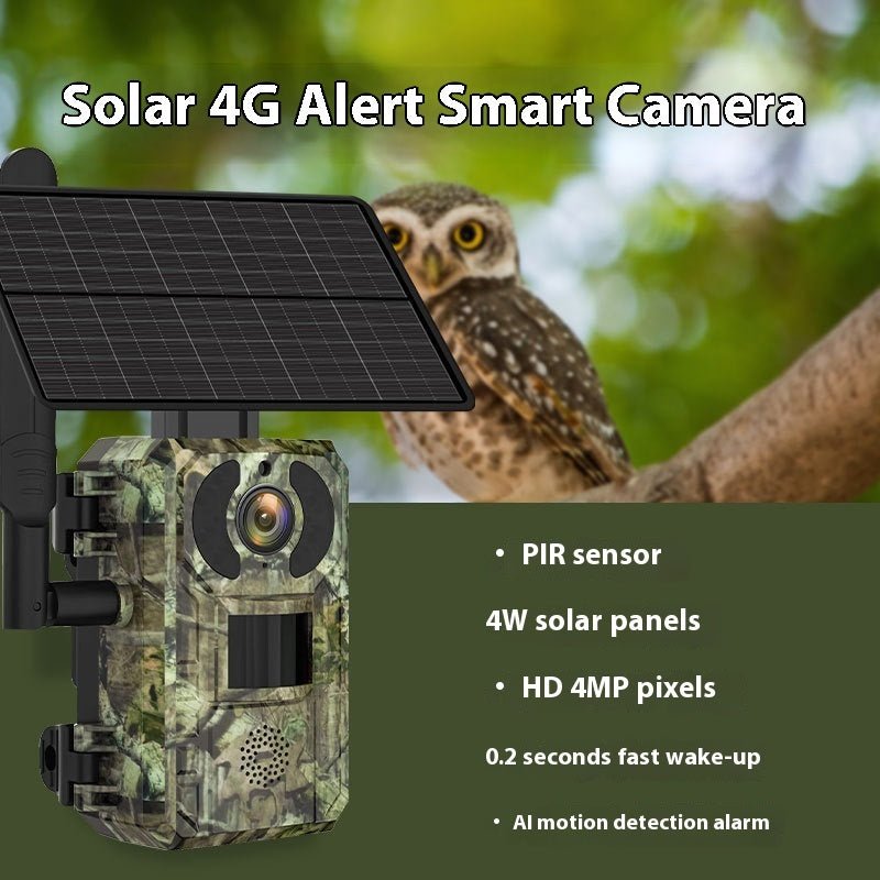 SHIHUA Te’an: Camouflaged Outdoor Solar - Powered 4G Infrared HD Hunting /Security Camera with 4W Solar Panel - GJB PRODUCTS