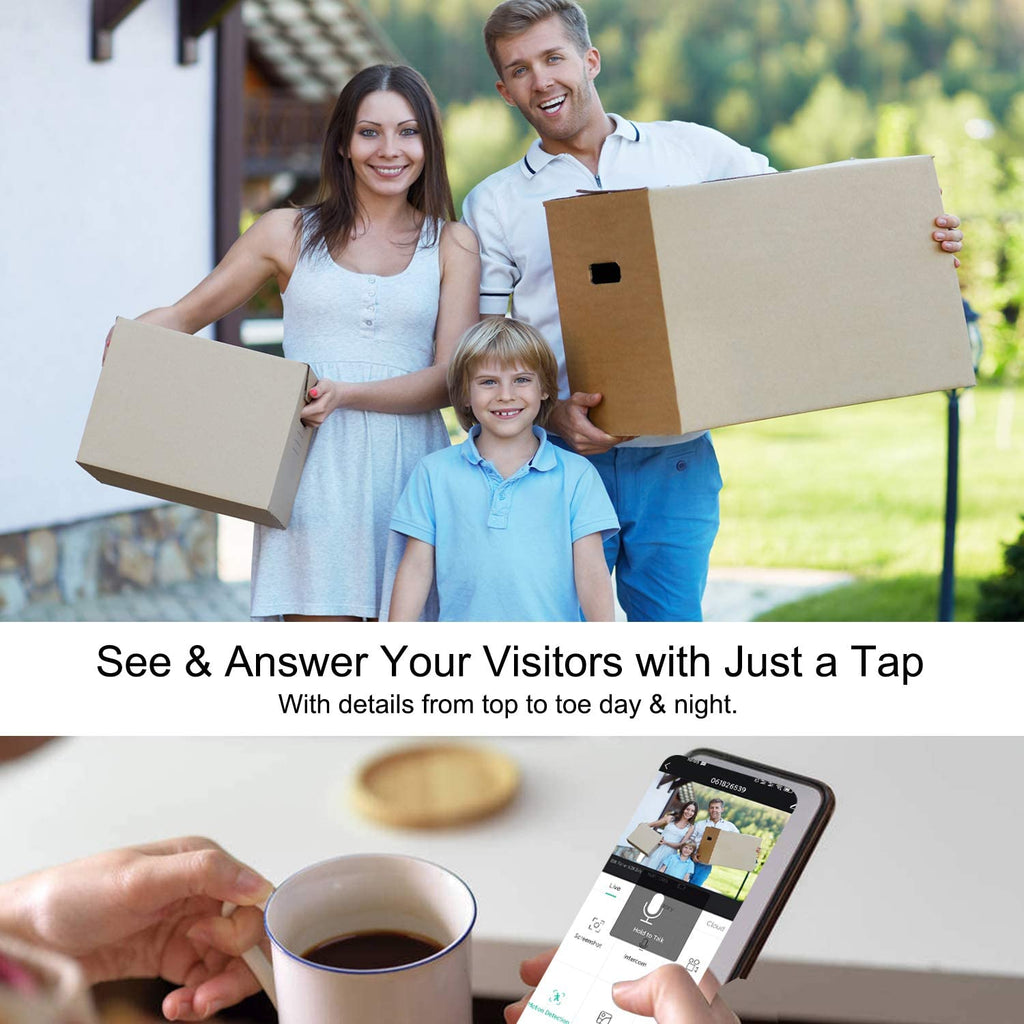 Silarius SIL - Battery Powered Smart Doorbell Camera + Chime - 2MP WiFi, Waterproof IP65, Cloudedge app , includes 32GB MicroSD card - GJB PRODUCTS